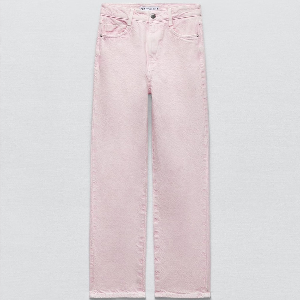 Zara pink straight leg jeans